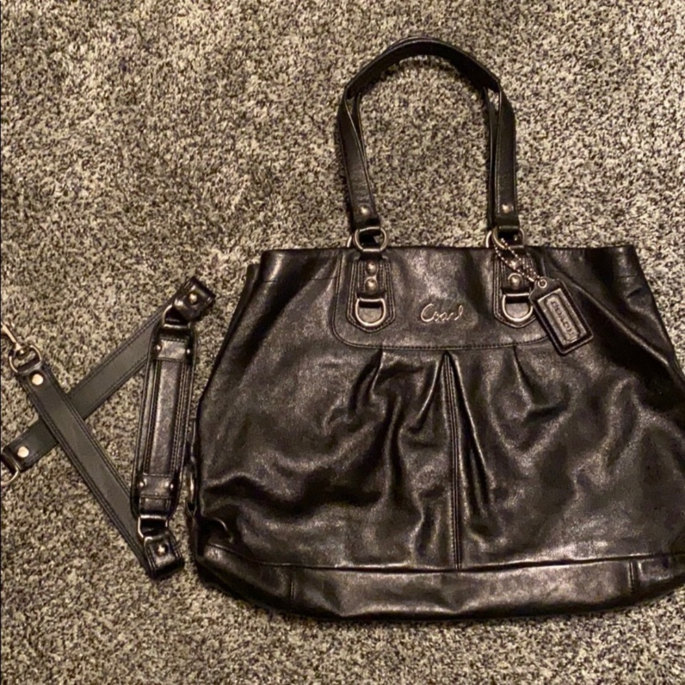 Black Leather Coach purse NICE!